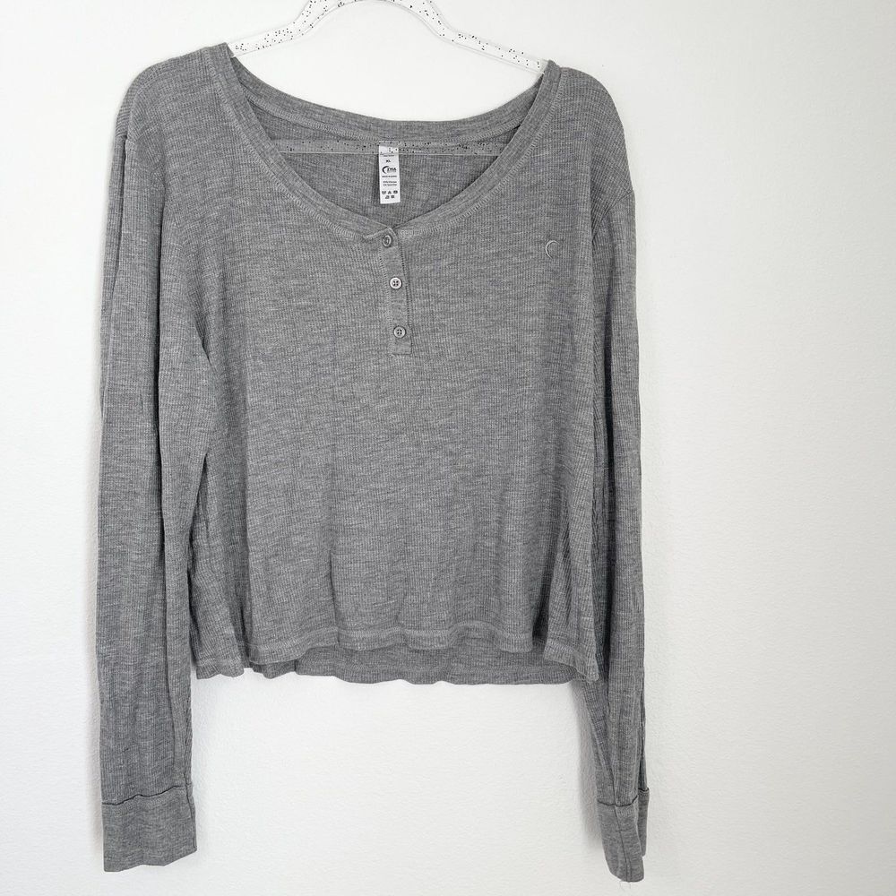 ZYIA Basics Long Sleeve Crop Tops Tees Crewneck Solid Casual Termo Size XL